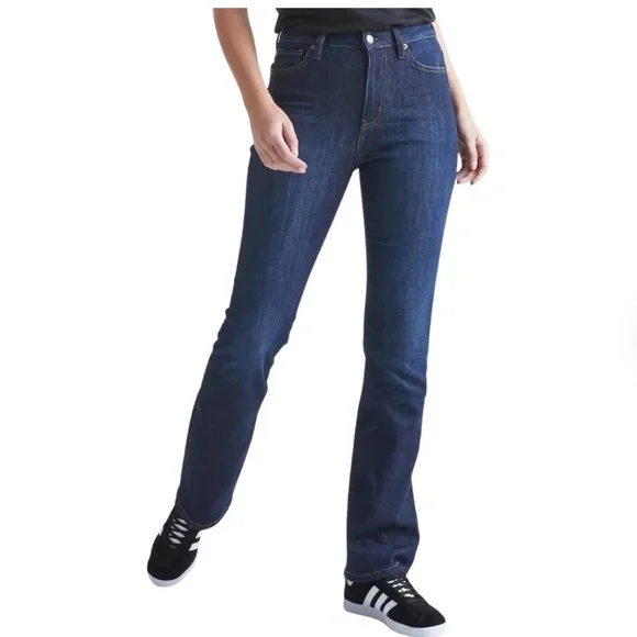 DUER Women's High Rise Boot Cut Denim Pant in Medium Stone. 27" x 32" - Picture 4 of 5